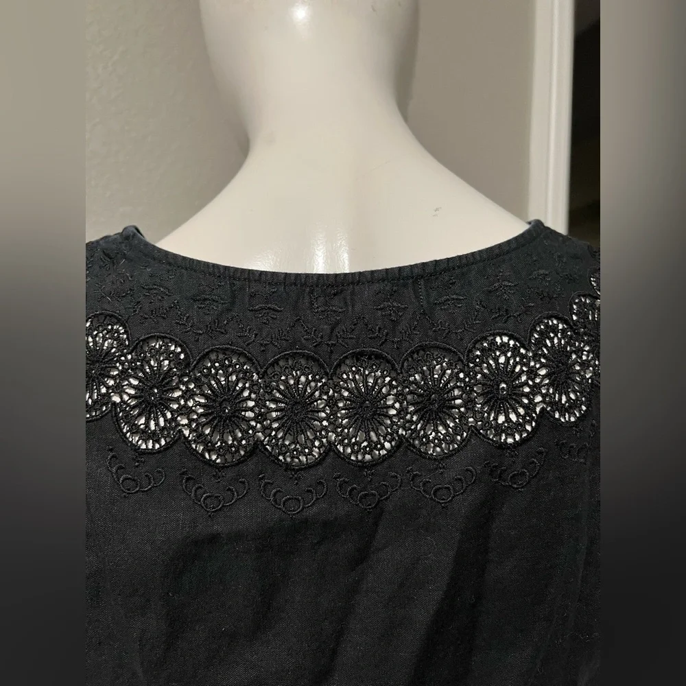 J Crew Womens Embroidered Scallop Dress Fitted Linen Cotton Size 0